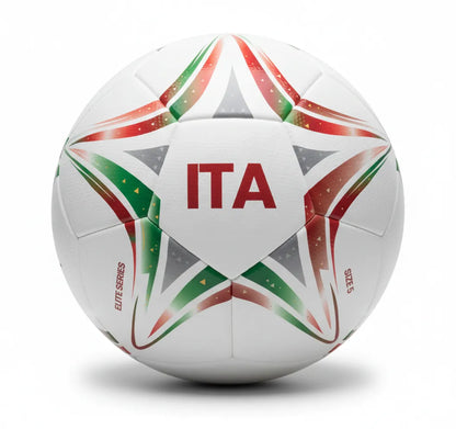 Soccer ball with 'ITA' on a white background